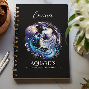 Elegant Watercolor Aquarius Zodiac Custom Journal