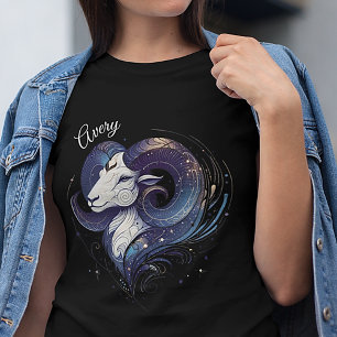 Elegant Watercolor Aries Zodiac Custom T-Shirt