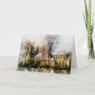 Elegant Watercolor Art of Notre Dame Cathedral Thank You Card