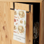 Elegant Watercolor Autumn Fall Turkey Thanksgiving Kitchen Towel<br><div class="desc">A modern and elegant rustic thanksgiving kitchen towel featuring hand-painted pumpkin pie,  cranberry sauce,  baked turkey,  vegetables,  traditional dishes and table setting elements. Perfect as a gift for Mom,  aunt,  sister,  or someone who loves to cook for Thanksgiving.</div>