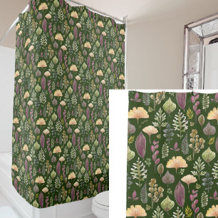 Elegant watercolor autumn leaves forest green