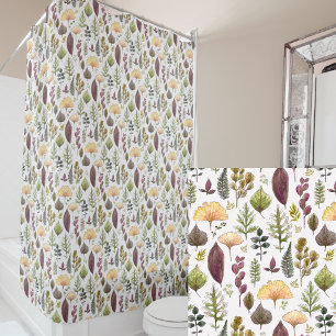 Elegant watercolor autumn leaves off white