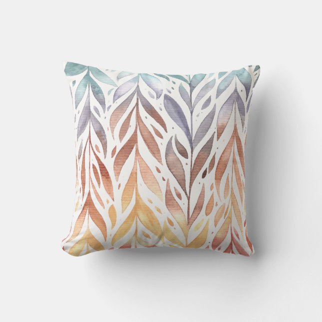 Elegant Watercolor Autumn Leaves | Throw Pillow (Front)