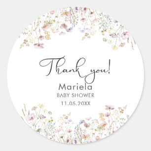 Elegant Watercolor Baby in bloom WildFlowers Baby  Classic Round Sticker