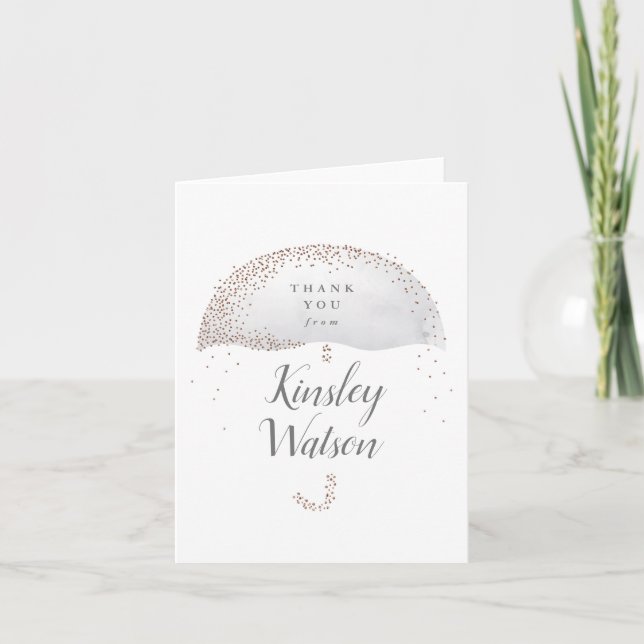 Elegant Watercolor Baby Shower Thank You Card (Front)