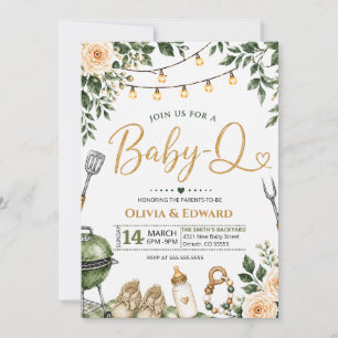Elegant Watercolor BBQ Baby Shower Invitation