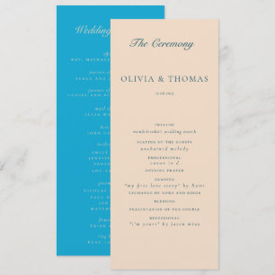 Elegant Watercolor Beach Blue Wave Classic Wedding Program