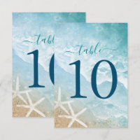 Elegant Watercolor Beach Table Number Cards