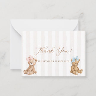 Elegant Watercolor Bear Gender Reveal Baby shower Card