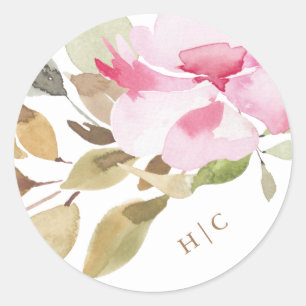 Elegant Watercolor Beautiful Wedding Classic Round Sticker