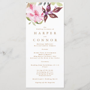 Elegant Watercolor Beautiful Wedding Program