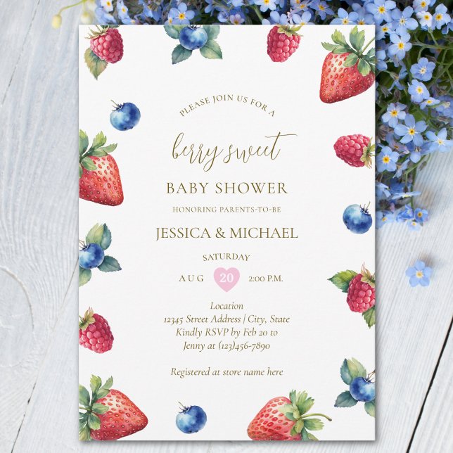 Elegant Watercolor Berry Sweet Baby Shower Invitation (Creator Uploaded)