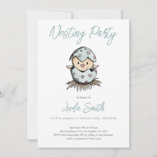 Elegant Watercolor Bird Nesting Party Invitation