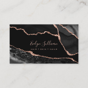 elegant watercolor black agate business card