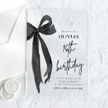 Elegant Watercolor Black Bow 16th Birthday Party<br><div class="desc">Celebrate your fabulous 16th with our Elegant Watercolor Black Bow Birthday Party Invitation! This stylish design showcases a delicate black bow paired with soft watercolor details, creating a perfect mix of elegance and charm. Ideal for marking this special milestone, this invitation is fully customizable, ensuring your 16th birthday celebration is...</div>