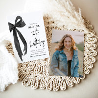 Elegant Watercolor Black Bow 16th Birthday Party