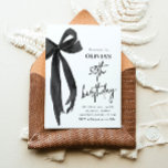 Elegant Watercolor Black Bow 50th Birthday Party Invitation<br><div class="desc">Celebrate your fabulous 50th with our Elegant Watercolor Black Bow Birthday Party Invitation! This stylish design showcases a delicate black bow paired with soft watercolor details, creating a perfect mix of elegance and charm. Ideal for marking this special milestone, this invitation is fully customizable, ensuring your 50th birthday celebration is...</div>