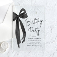Elegant Watercolor Black Bow Birthday Party