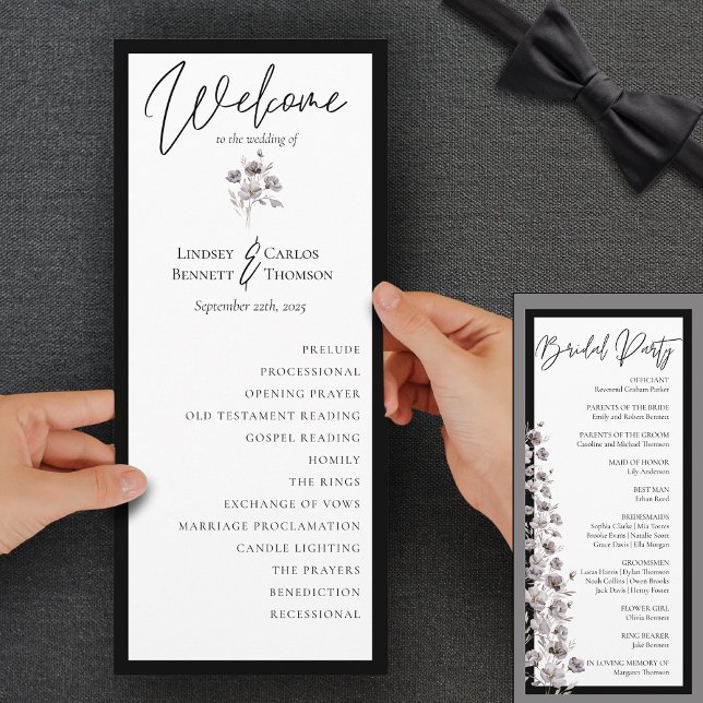 Elegant watercolor black caligraphy ceremony program (Creator Uploaded)