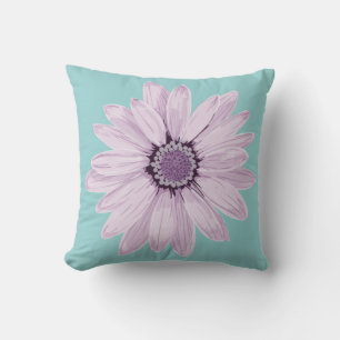 Elegant Watercolor Blossom Purple Flower Throw Pillow