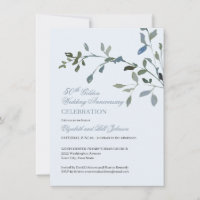 Elegant Watercolor Blue 50th Wedding Anniversary