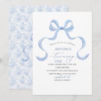 Elegant Watercolor Blue Bow Boy Baby Shower