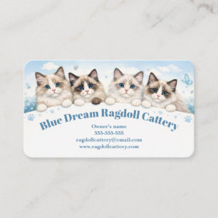 Elegant Watercolor Blue Dream Ragdoll Cattery Business Card