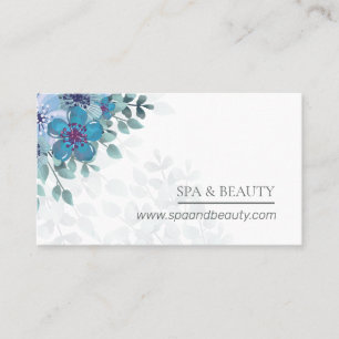 Elegant Watercolor Blue Floral Business Card