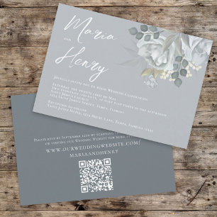 Elegant Watercolor Blue Floral Dusty Greenery  Invitation