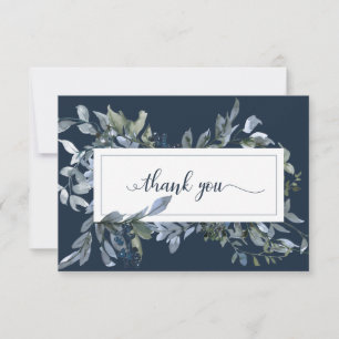 Elegant Watercolor Blue Floral Funeral Thank You Card