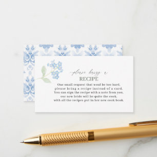 Elegant Watercolor Blue Flowes Bridal Shower Enclosure Card