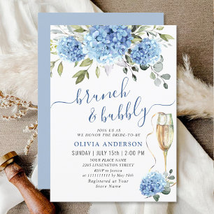 Elegant Watercolor Blue Hydrangea BRIDAL SHOWER Invitation