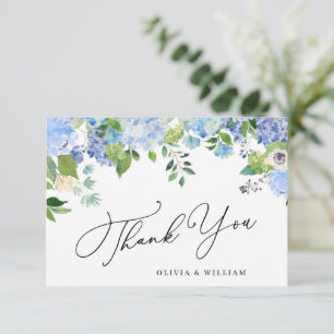 Elegant Watercolor Blue Hydrangea Floral Thank You Card