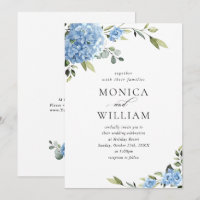 Elegant Watercolor Blue Hydrangea Floral Wedding