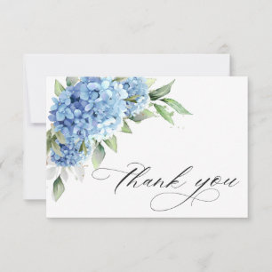 Elegant Watercolor Blue Hydrangea Flower Thank You Card