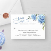 Elegant Watercolor Blue Hydrangea Flowers Wedding