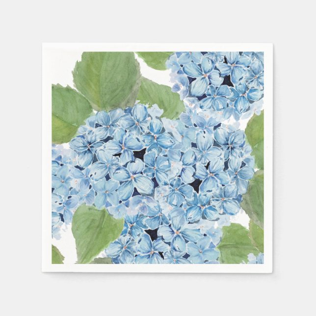 Elegant Watercolor Blue Hydrangea  Napkin (Front)