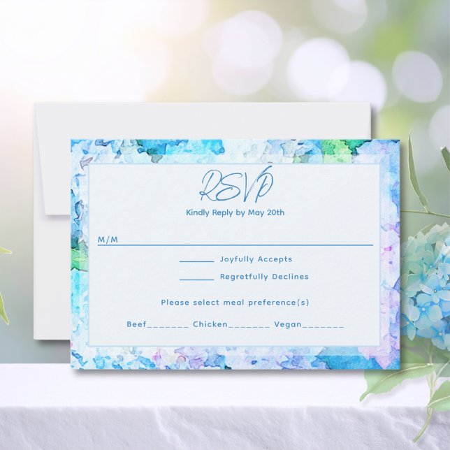Elegant Watercolor Blue Hydrangea RSVP Card (Creator Uploaded)