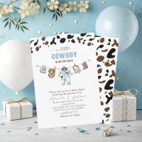 Elegant  Watercolor Blue Little Cowboy Baby Shower