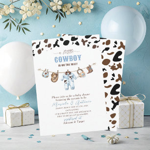 Elegant  Watercolor Blue Little Cowboy Baby Shower Invitation
