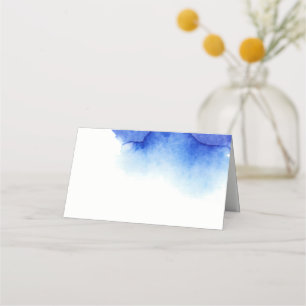 Elegant watercolor blue nautical beach wedding place card