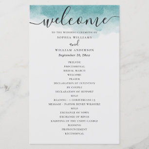 Elegant watercolor blue nautical wedding program