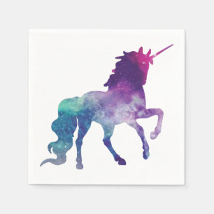 Elegant Watercolor Blue Purple Unicorn Modern Napkin
