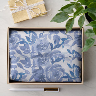 Elegant Watercolor Blue Roses Decoupage Tissue Paper