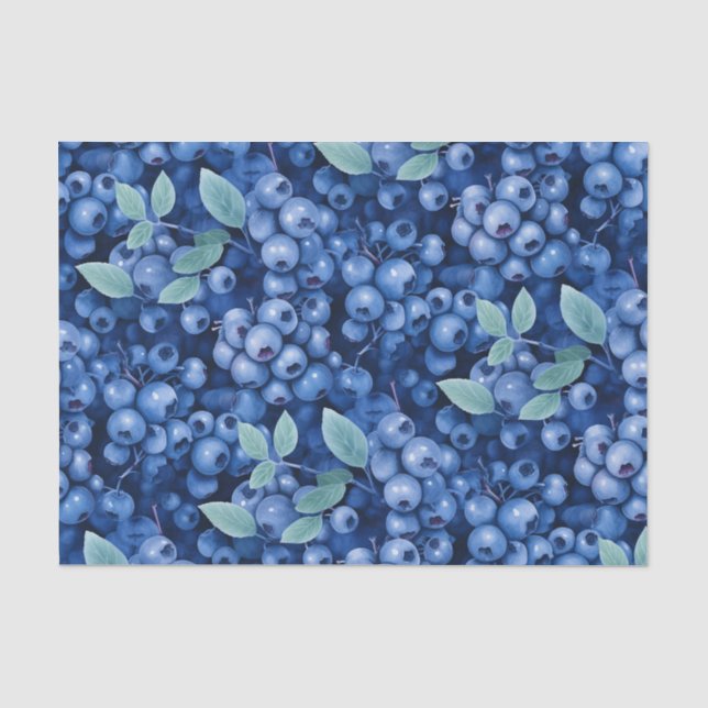Elegant Watercolor Blueberries Tissue Paper (Front)