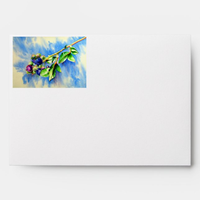 Elegant watercolor blueberry painting envelopes (Front)