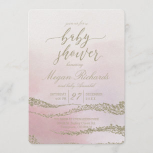 Elegant Watercolor Blush Baby Shower Invitation