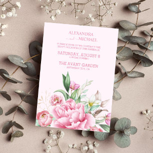 Elegant Watercolor Blush Dusty Rose Floral Wedding Invitation