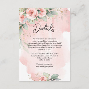 Elegant watercolor blush flowers eucalyptus gold enclosure card