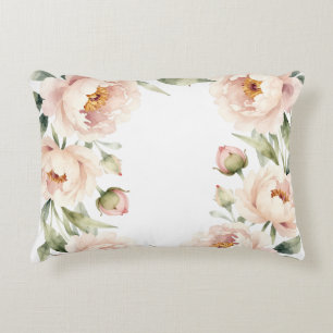 Elegant watercolor blush peony floral background accent pillow
